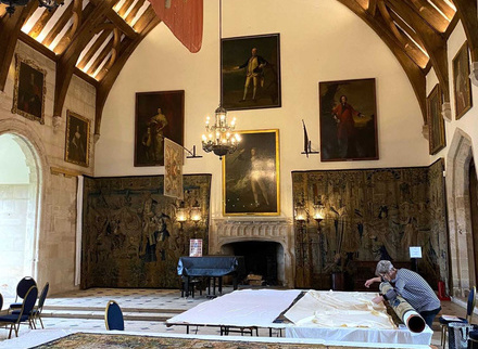 Alison lining tapestries at Berkeley Castle.jpg